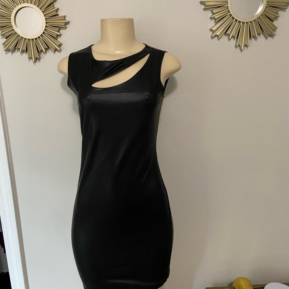 Sassy black pleather dress. Size large